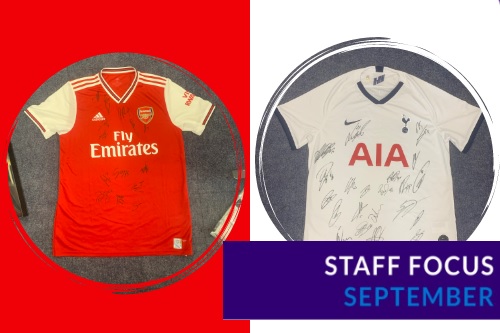 Enter our charity auction to win SIGNED Arsenal and Spurs shirts! Enter our charity auction to win SIGNED Arsenal and Spurs shirts!